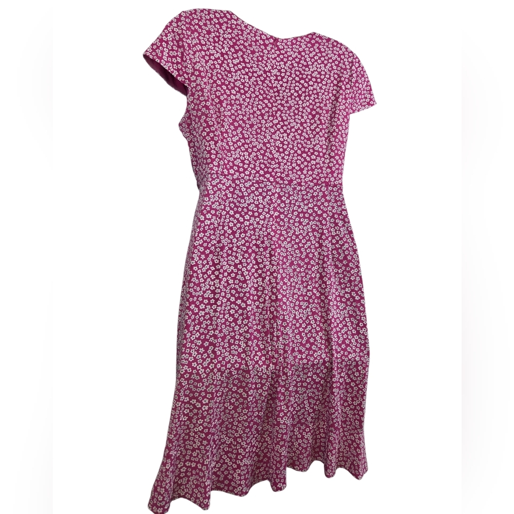 Jessica Howard Pink White Floral Texture Faux Wrap Spring Dress New With Tags - Picture 7 of 14